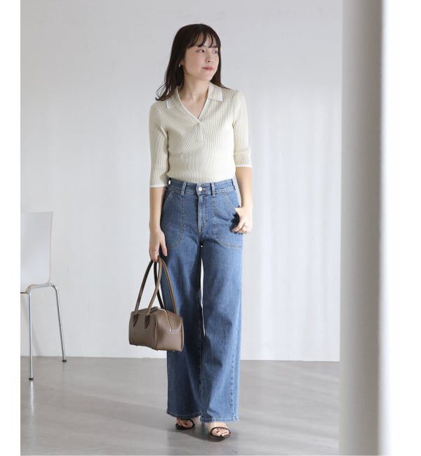  「【洗える】SOMETHING / サムシング LISA LACE UP WIDE」|デニム|