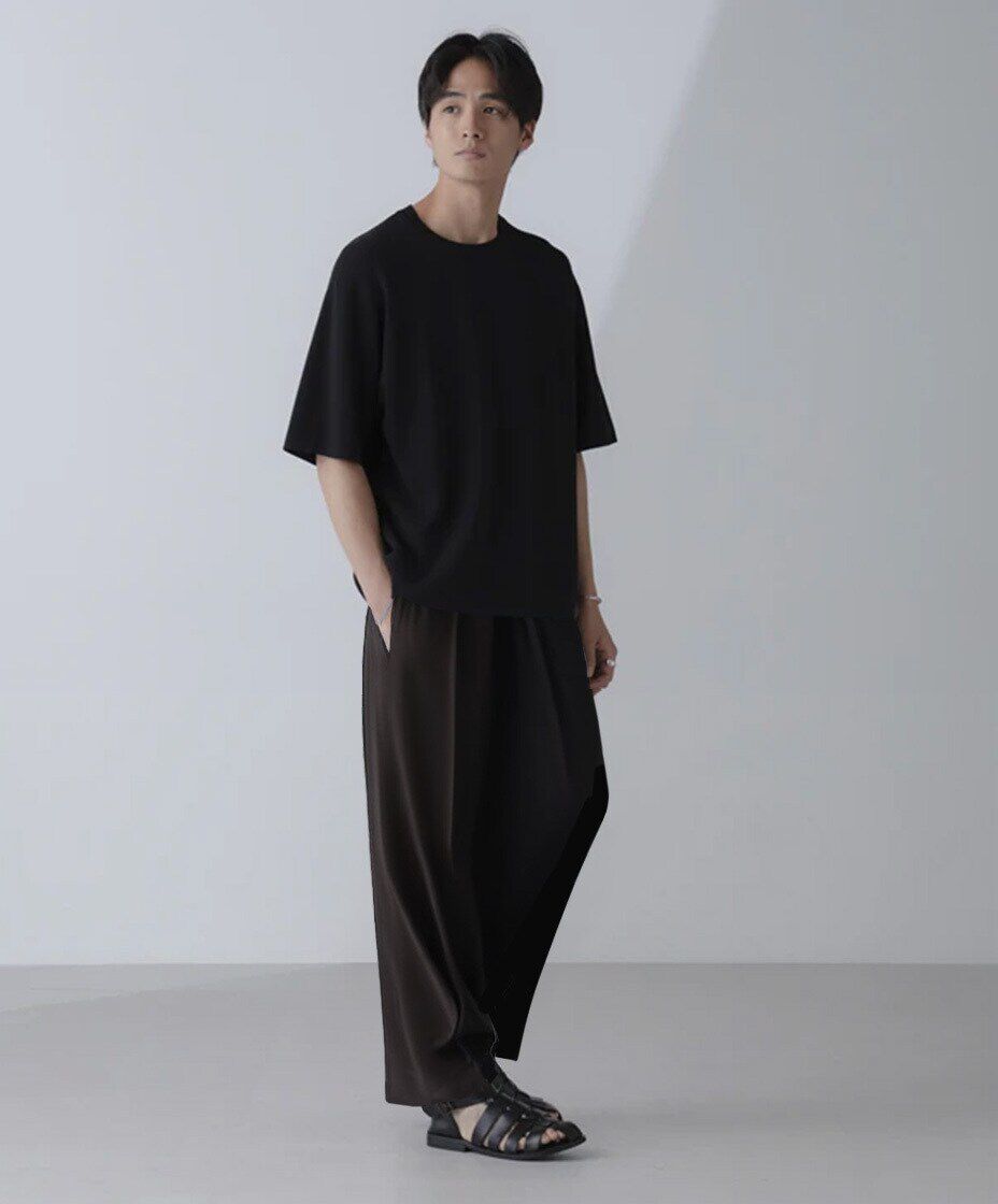 nano･universe「14ゲージミラノリブニット クルーネック 半袖(手洗い可能)」|ニット・セーター|