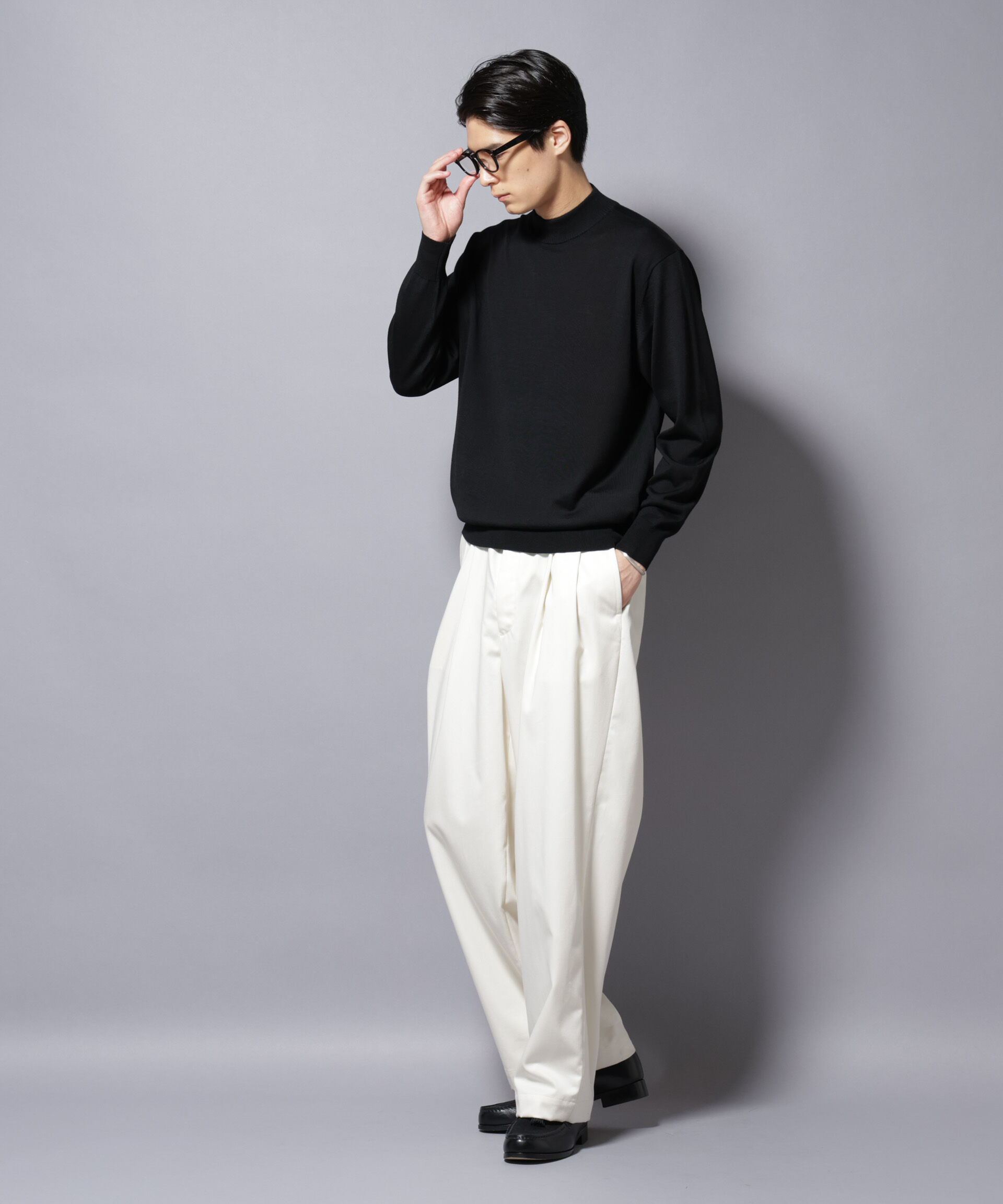 nano･universe「「毛玉レスニット」ファインゲージモックネック」|ニット・セーター|