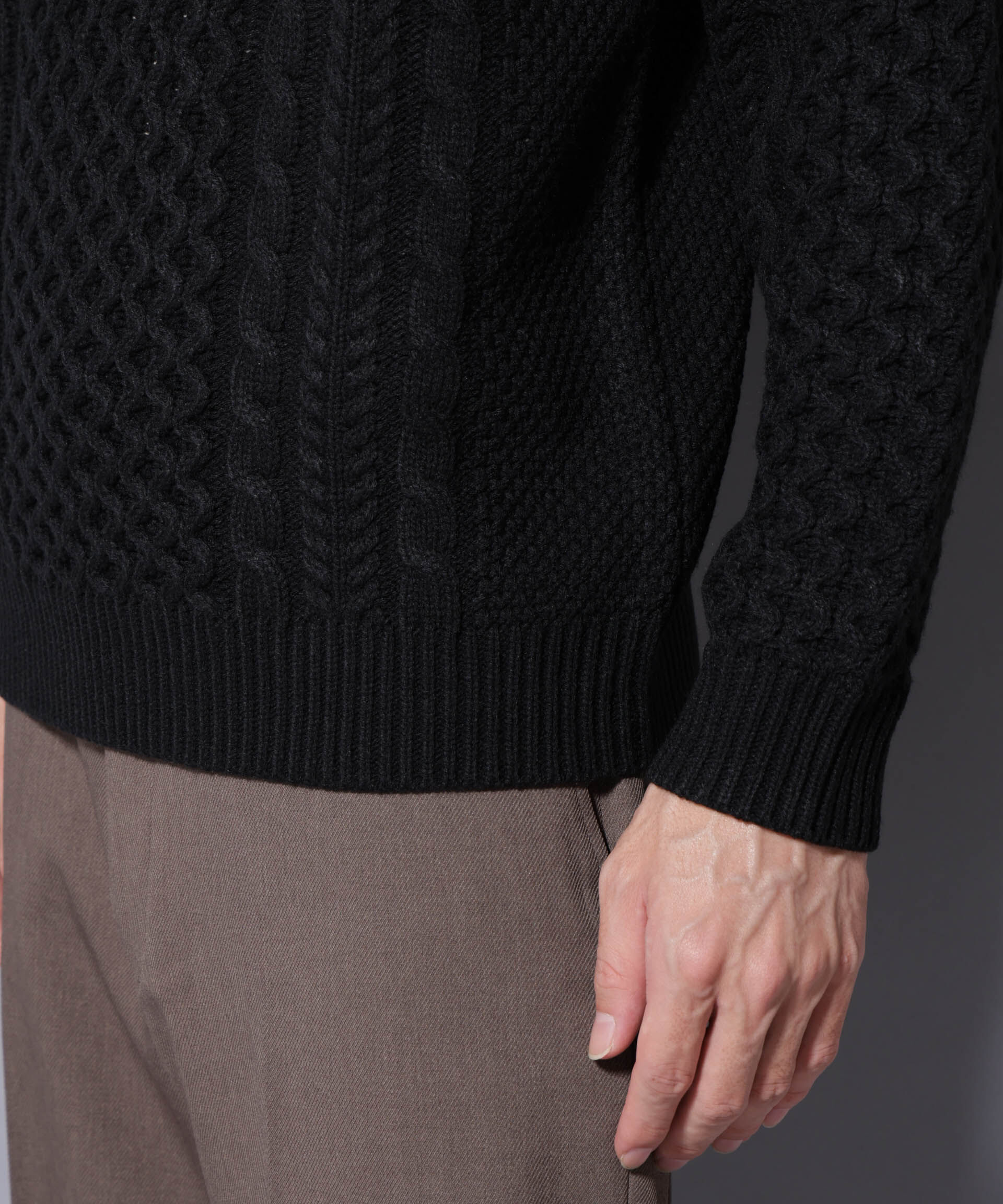 nano･universe「ローゲージケーブルニット」|ニット・セーター|