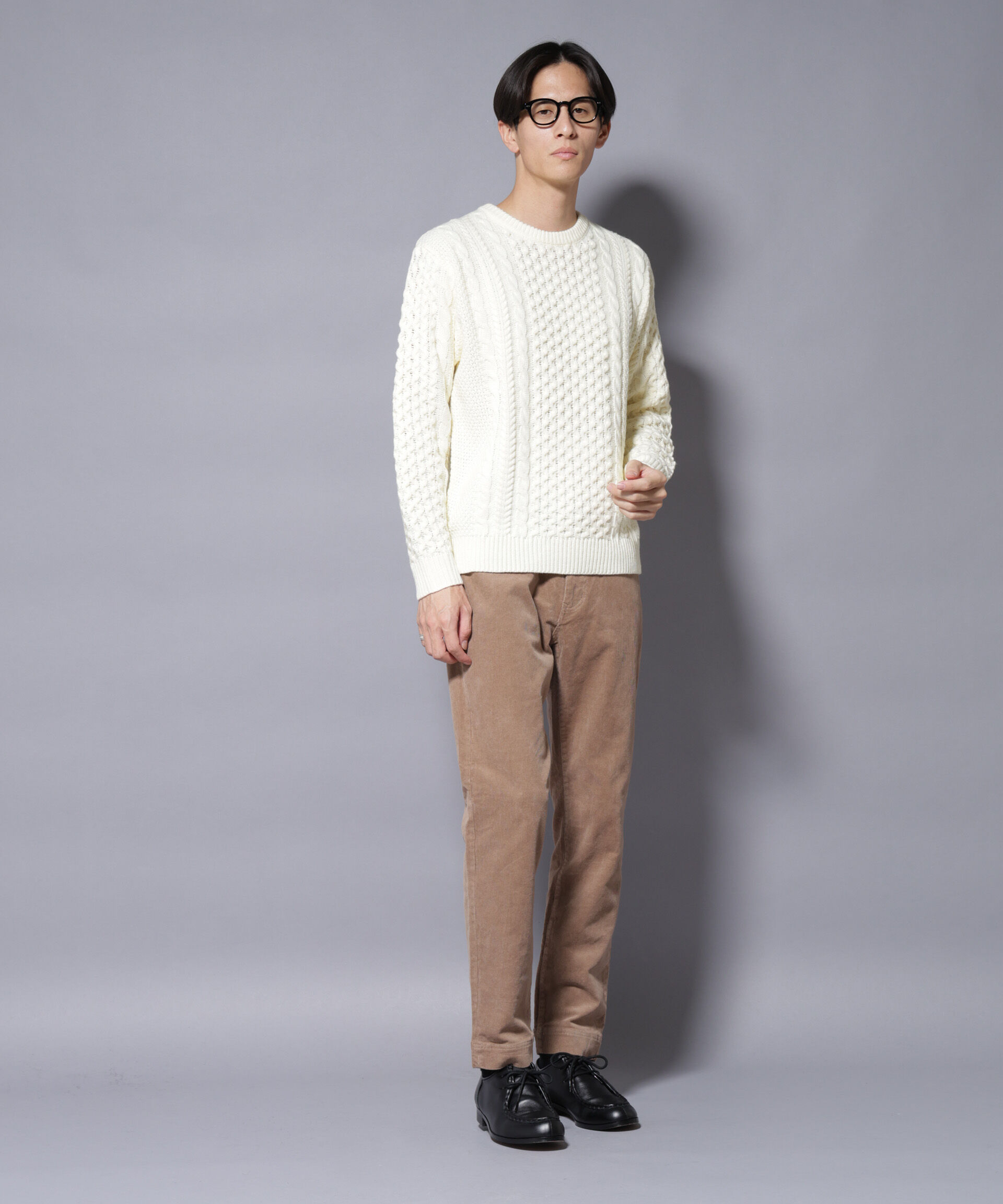 nano･universe「ローゲージケーブルニット」|ニット・セーター|