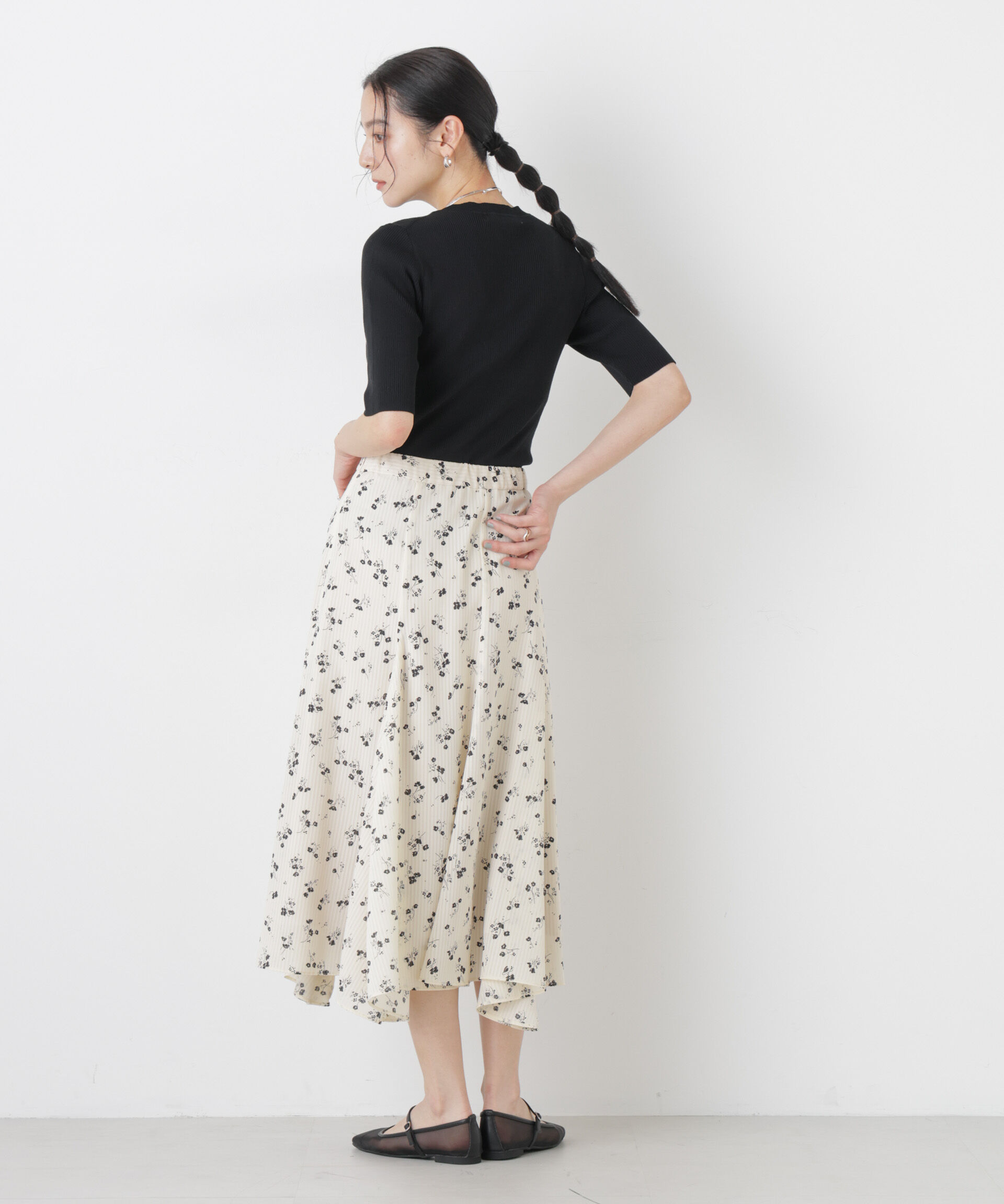 nano･universe「ウォッシャブルハイツイスト五分袖リブニット」|ニット・セーター|