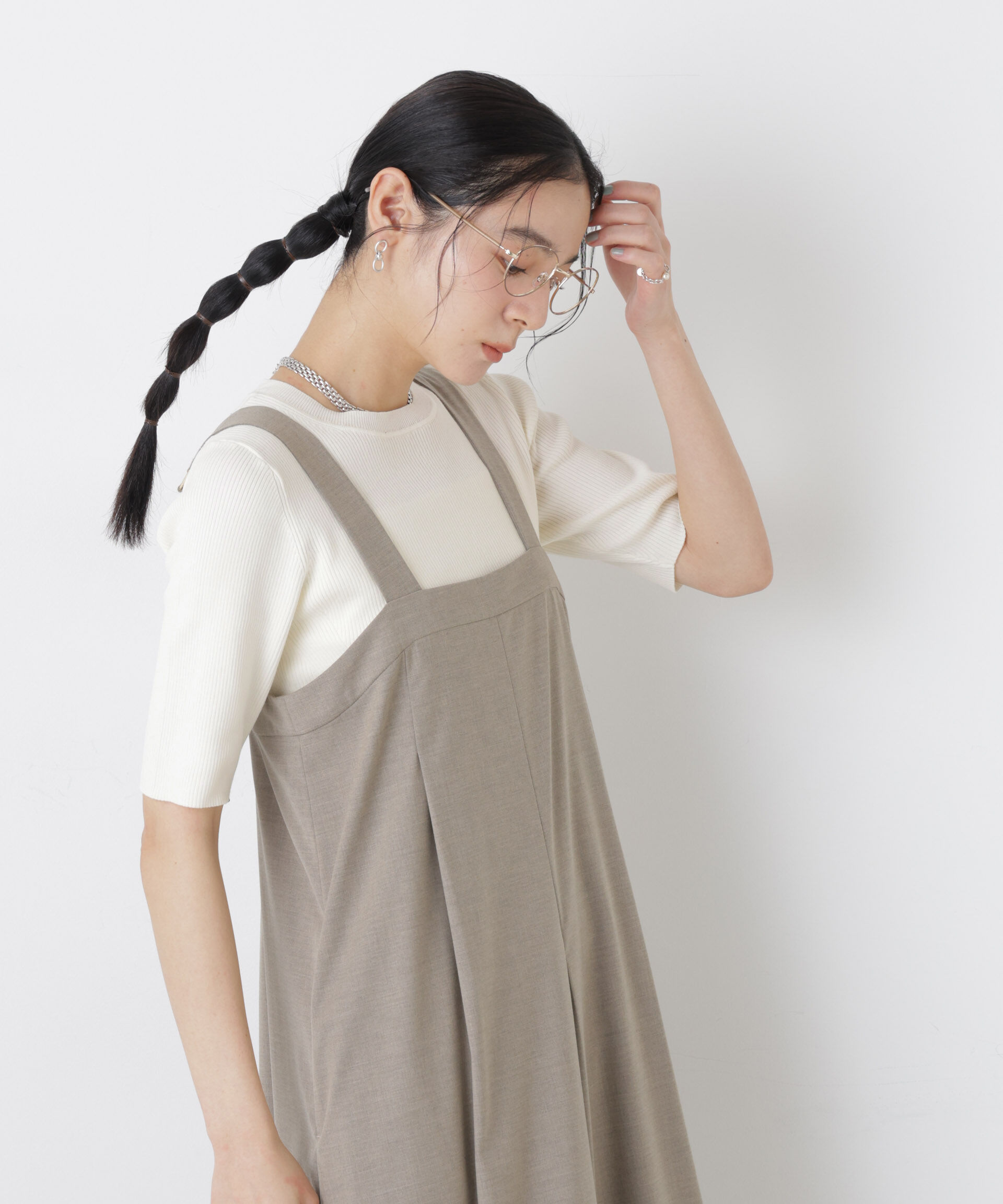 nano･universe「ウォッシャブルハイツイスト五分袖リブニット」|ニット・セーター|