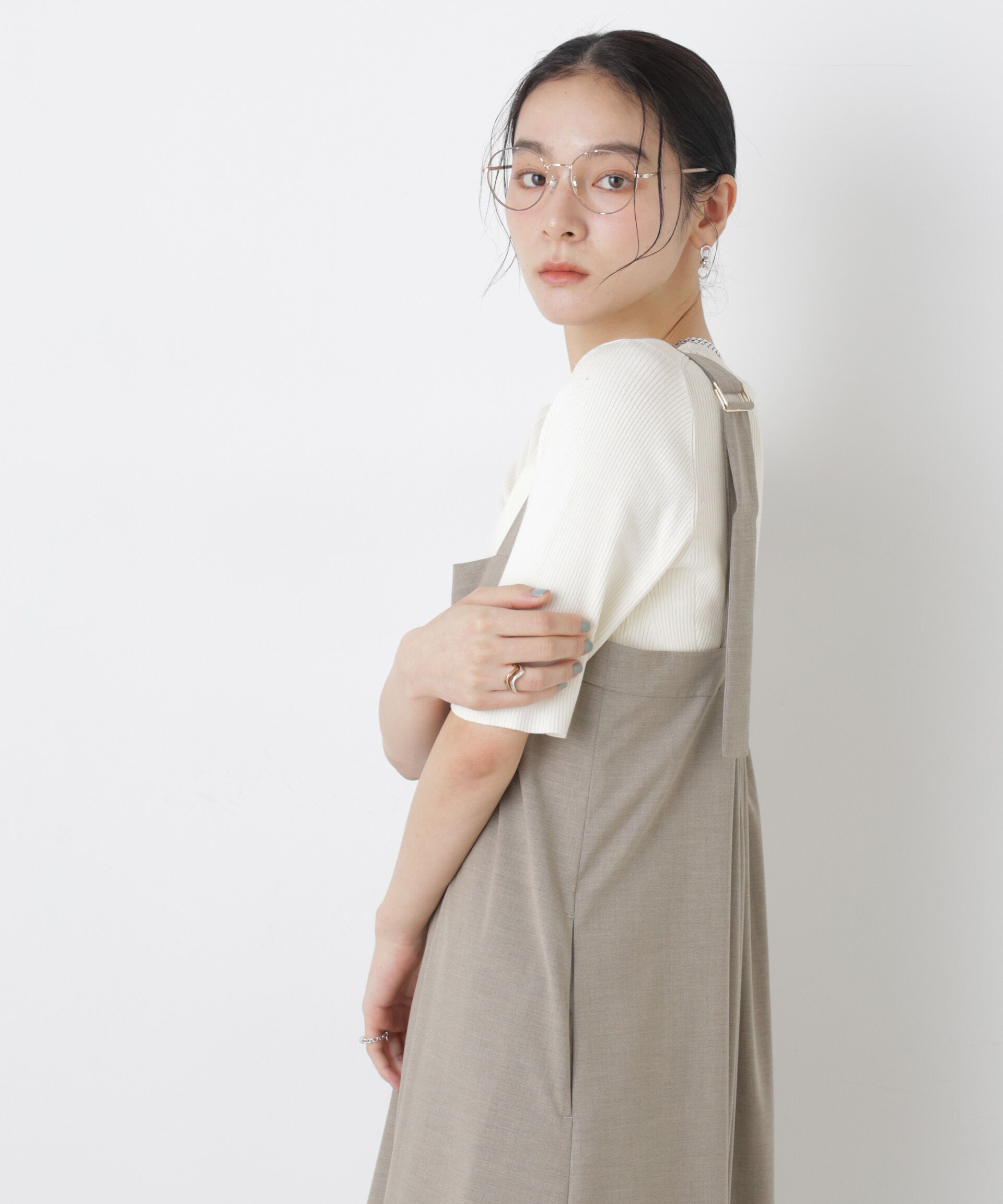 nano･universe「ウォッシャブルハイツイスト五分袖リブニット」|ニット・セーター|