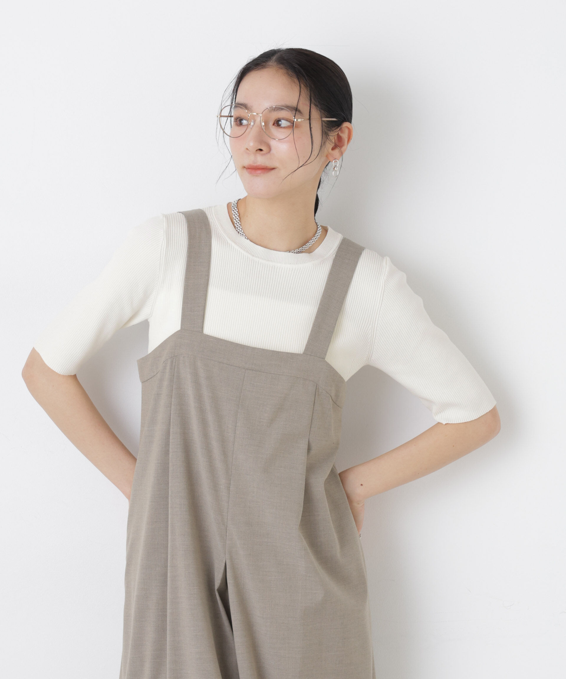 nano･universe「ウォッシャブルハイツイスト五分袖リブニット」|ニット・セーター|