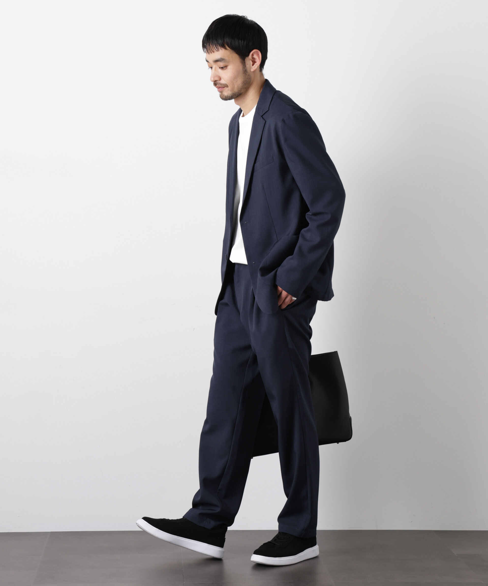 nano･universe「ポリエステルツイル セットアップ(洗濯機洗い可能)」|スーツ|ネイビー