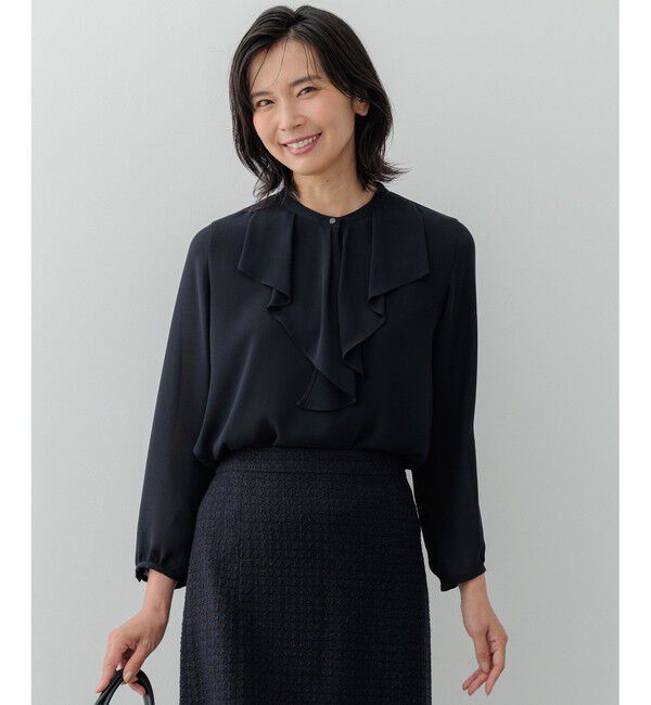 23区「【洗える】ジョーゼットフリル  カットソー」|Tシャツ・カットソー|ネイビー系