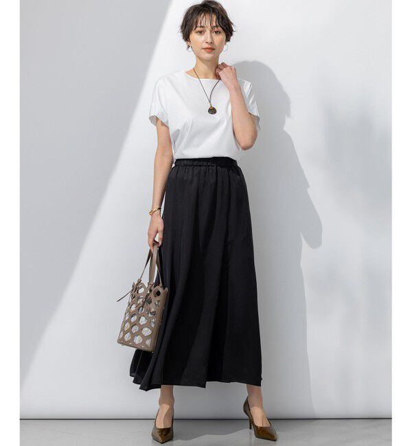 23区「【汗じみ防止/洗える】スムースデザイン フレンチスリーブ Tシャツ」|Tシャツ・カットソー|