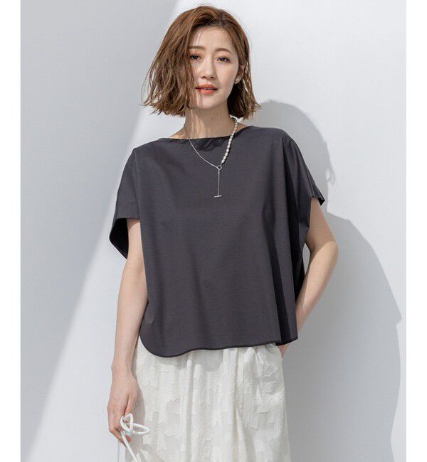 23区「【汗じみ防止/洗える】スムースデザイン フレンチスリーブ Tシャツ」|Tシャツ・カットソー|グレー系