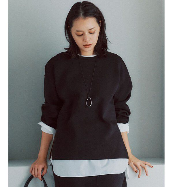 23区「【VERY掲載/洗える】コットンエアーダンボール サイドジップ カットソー」|Tシャツ・カットソー|ブラック系