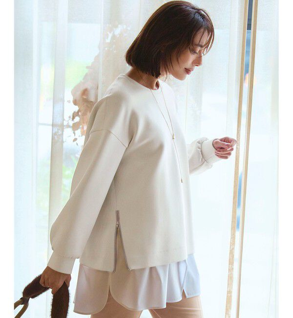 23区「【VERY掲載/洗える】コットンエアーダンボール サイドジップ カットソー」|Tシャツ・カットソー|ベージュ系