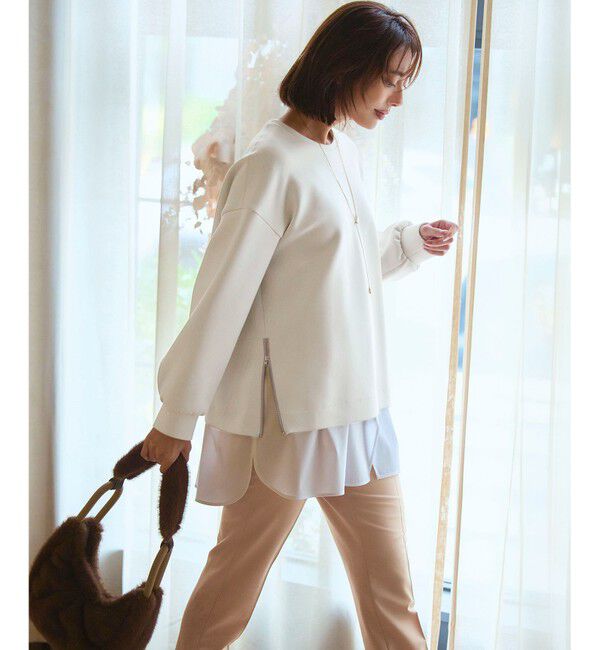 23区「【VERY掲載/洗える】コットンエアーダンボール サイドジップ カットソー」|Tシャツ・カットソー|