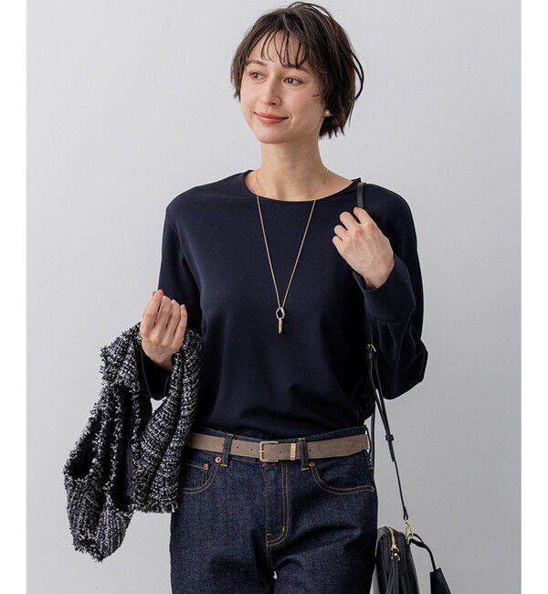 23区「バックボタン TEEブラウス」|シャツ・ブラウス|ネイビー系