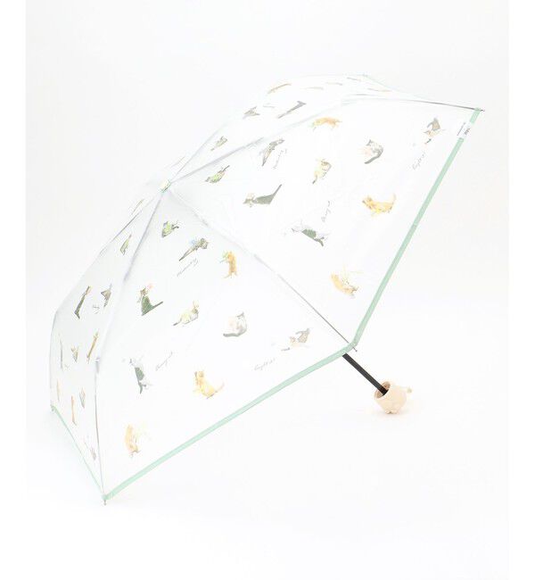 any SiS「【猫プリント】沖昌之 折りたたみアンブレニャン」|傘|ミント