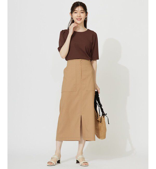 ANY SIS「【接触冷感・UVカット・洗える】ハイストレッチスムースタックスリーブ カットソー」|Tシャツ・カットソー|