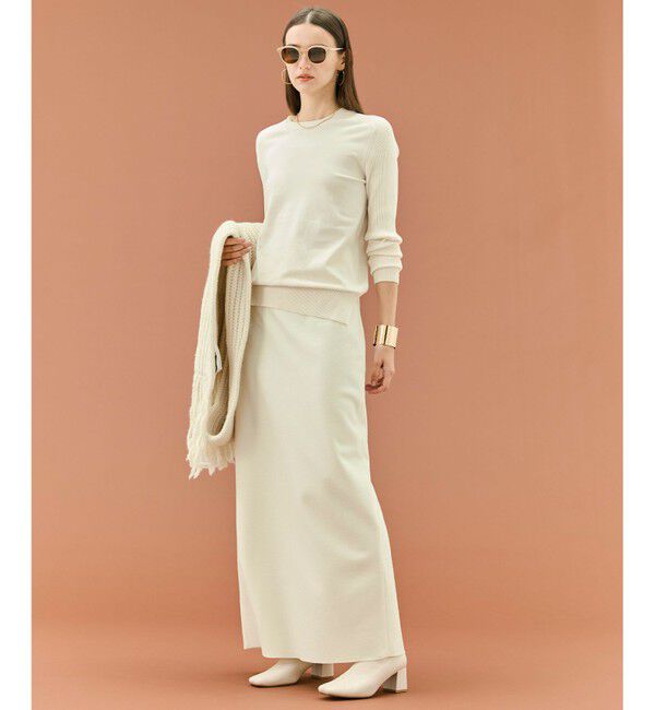 BEIGE,「【WEB限定・洗える】WILLOW / ストレッチクルーネックリブニット」|ニット・セーター|