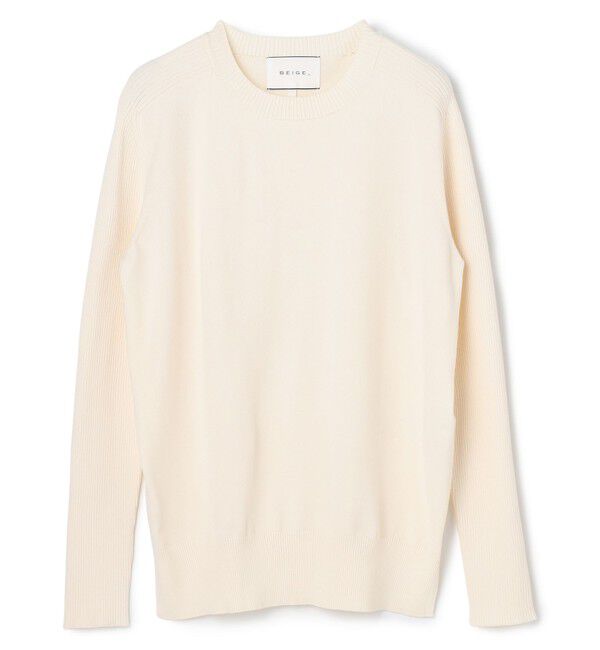 BEIGE,「【WEB限定・洗える】WILLOW / ストレッチクルーネックリブニット」|ニット・セーター|