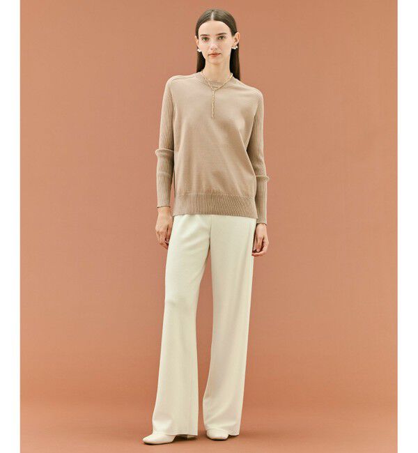 BEIGE,「【WEB限定・洗える】WILLOW / ストレッチクルーネックリブニット」|ニット・セーター|