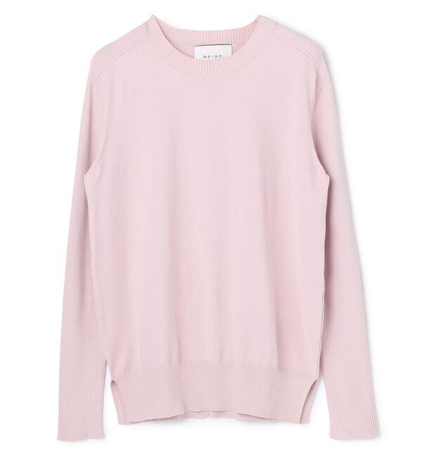 BEIGE,「【WEB限定・洗える】WILLOW / ストレッチクルーネックリブニット」|ニット・セーター|
