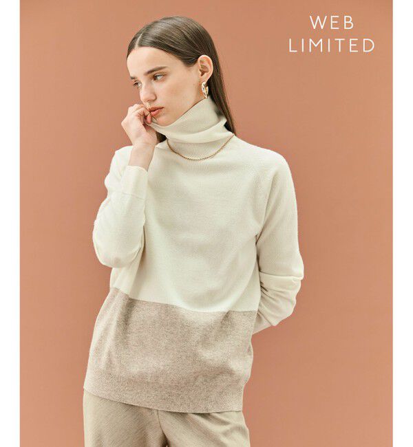 BEIGE,「【WEB限定・洗える】DEMING / バイカラーウールタートルネックニット」|ニット・セーター|Off &times; Taupe