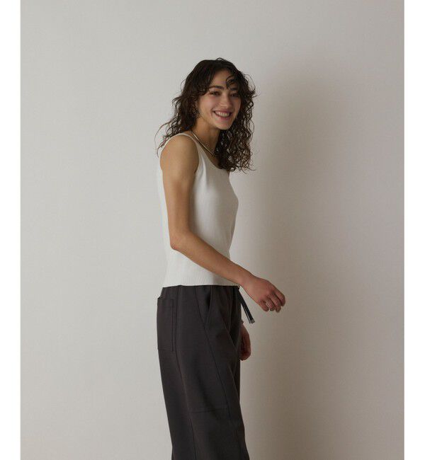  「Uネックリブニットトップ」|タンクトップ|