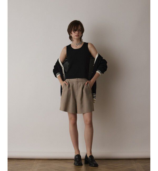  「Uネックリブニットトップ」|タンクトップ|