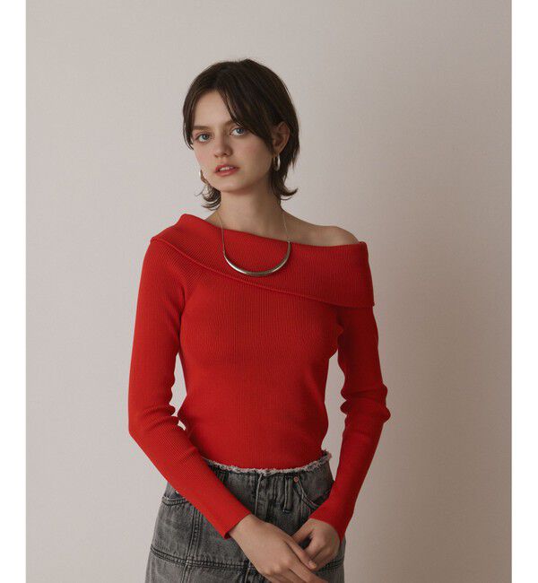  「オフショルリブニットトップ」|ニット・セーター|