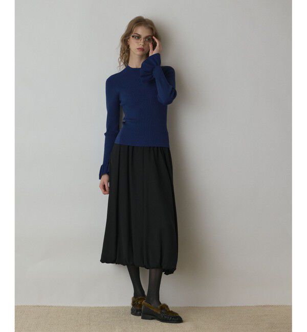 GRACE CONTINENTAL「ラメリブニットトップ」|ニット・セーター|ブルー