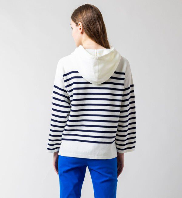 LACOSTE「ミラノリブニットボーダーフーディー」|ニット・セーター|