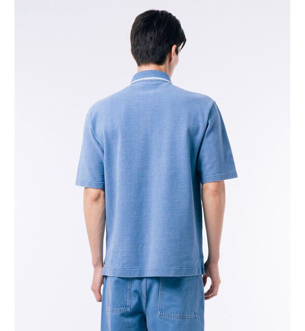 LACOSTE「配色リブニットインディゴポロシャツ」|ポロシャツ|