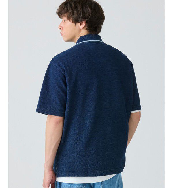 LACOSTE「配色リブニットインディゴポロシャツ」|ポロシャツ|