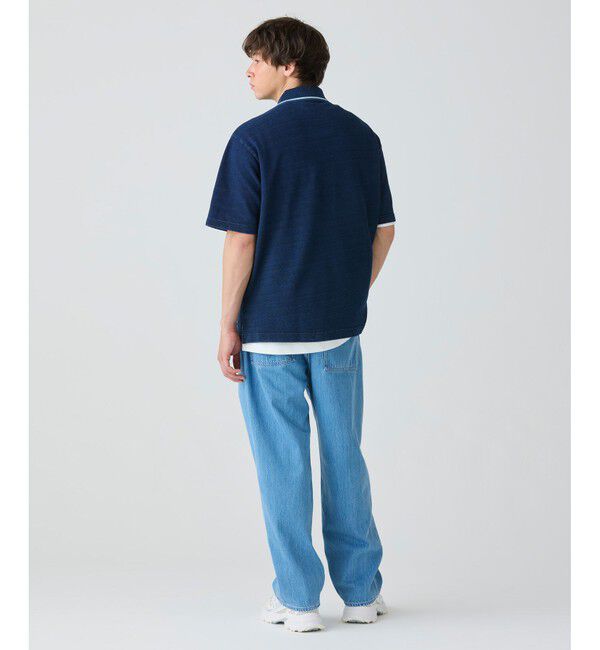 LACOSTE「配色リブニットインディゴポロシャツ」|ポロシャツ|