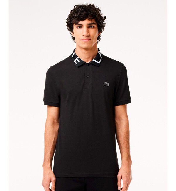 LACOSTE「オーガニックコットン ミニ鹿の子 通気性 ストレッチ ジャカードリブニットカラーポロシャツ」|ポロシャツ|