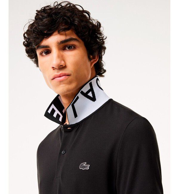 LACOSTE「オーガニックコットン ミニ鹿の子 通気性 ストレッチ ジャカードリブニットカラーポロシャツ」|ポロシャツ|