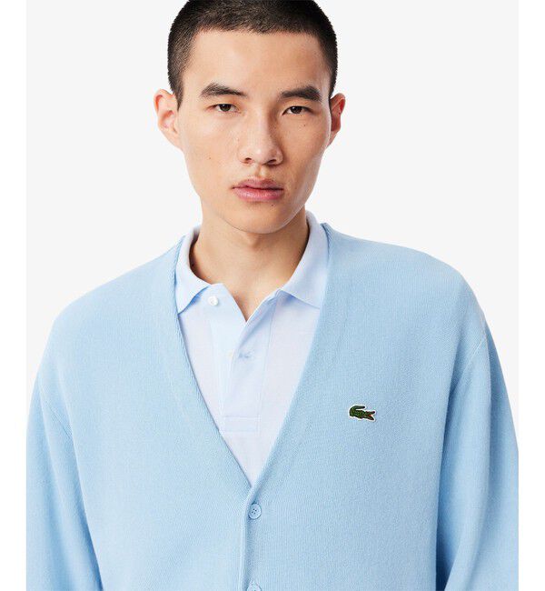 LACOSTE「リブニットステッチコットンニットカーディガン」|カーディガン|