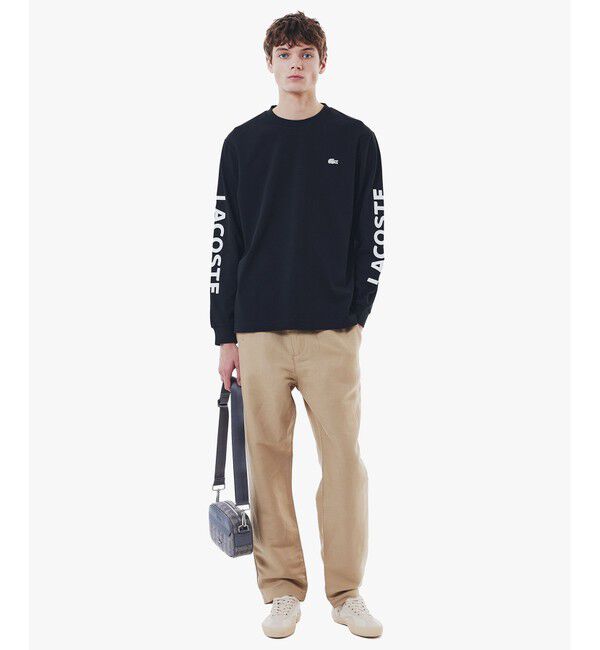 LACOSTE「ヘビーウェイトスリーブプリント ロングリブスリーブTシャツ」|Tシャツ・カットソー|