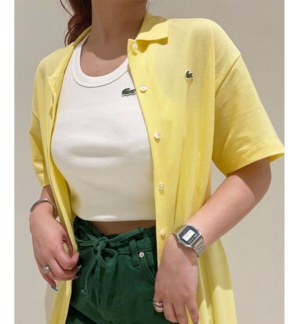 LACOSTE「ワンポイントロゴ エッセンシャルリブニットタンクトップ」|タンクトップ|