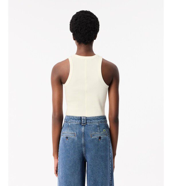 LACOSTE「ワンポイントロゴ エッセンシャルリブニットタンクトップ」|タンクトップ|