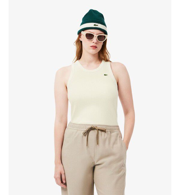 LACOSTE「ワンポイントロゴ エッセンシャルリブニットタンクトップ」|タンクトップ|