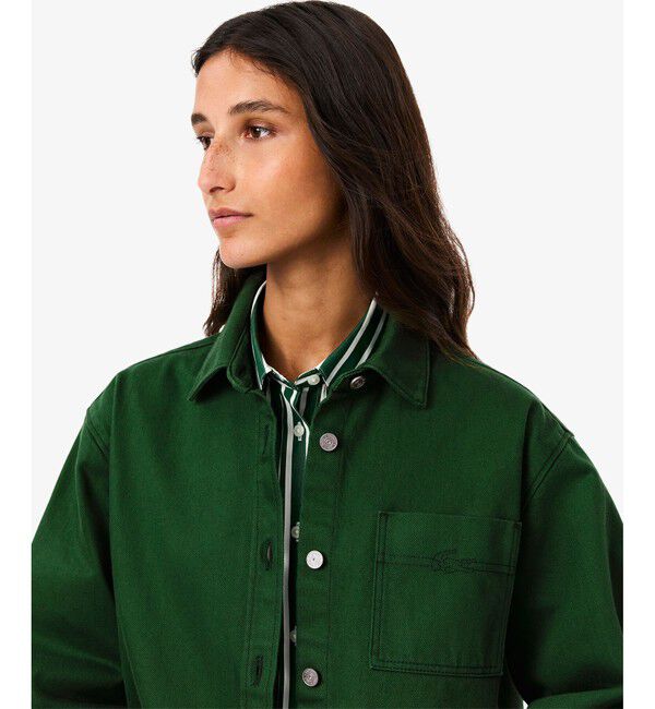 LACOSTE「ウィメンズワーク デニムシャツジャケット / カバーオール」|デニムジャケット|