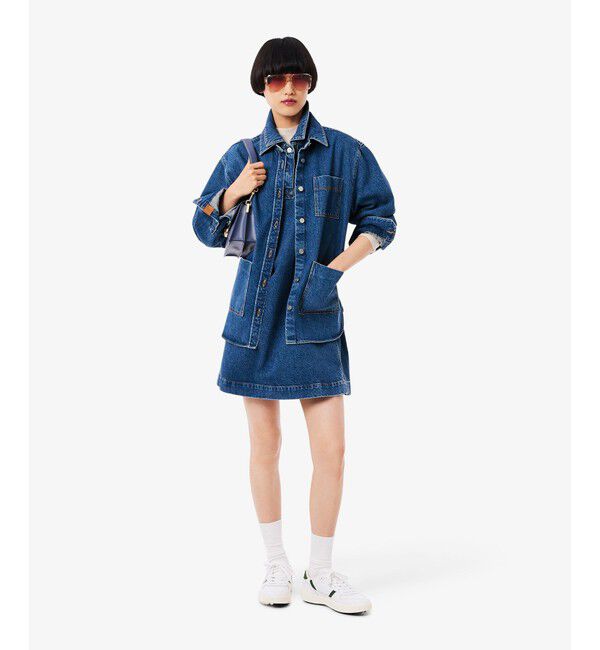 LACOSTE「ウィメンズワーク デニムシャツジャケット / カバーオール」|デニムジャケット|