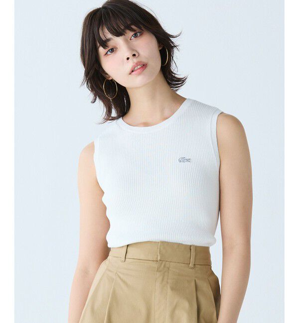 LACOSTE「UVカット クールマックスリブニットタンクトップ」|ベスト・ジレ|ホワイト