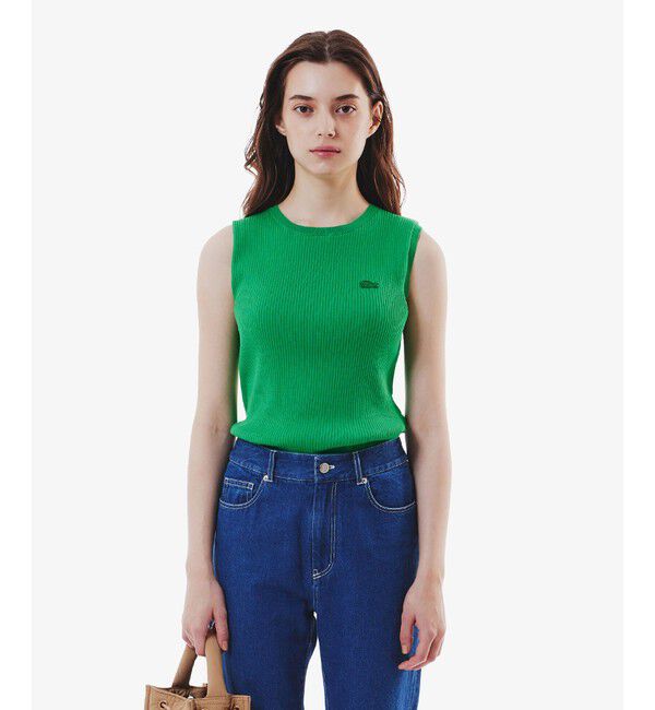 LACOSTE「UVカット クールマックスリブニットタンクトップ」|ベスト・ジレ|グリーン