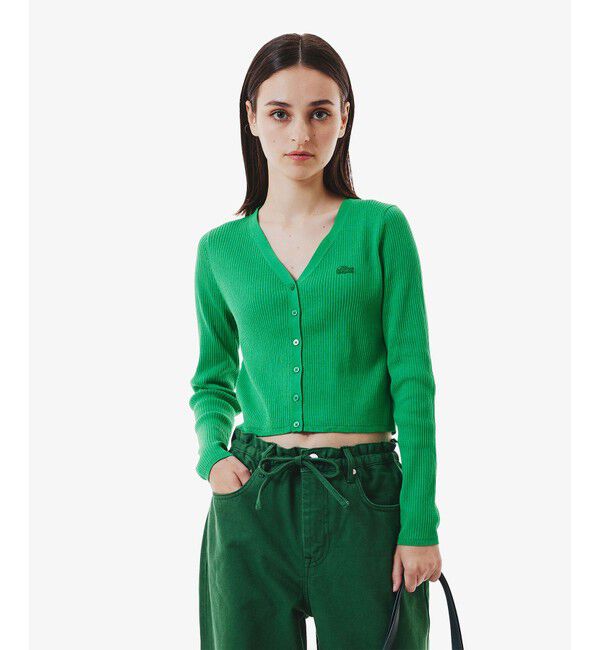 LACOSTE「UVカット クールマックスリブニットカーディガン」|カーディガン|グリーン