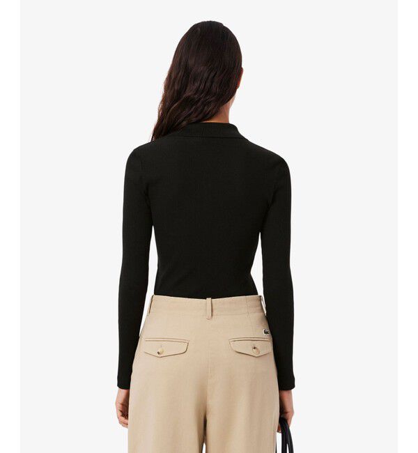 LACOSTE「スリムフィット ロングスリーブリブニットポロシャツ」|ポロシャツ|