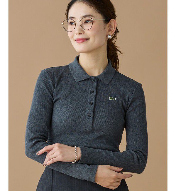 LACOSTE「スリムフィット ロングスリーブリブニットポロシャツ」|ポロシャツ|