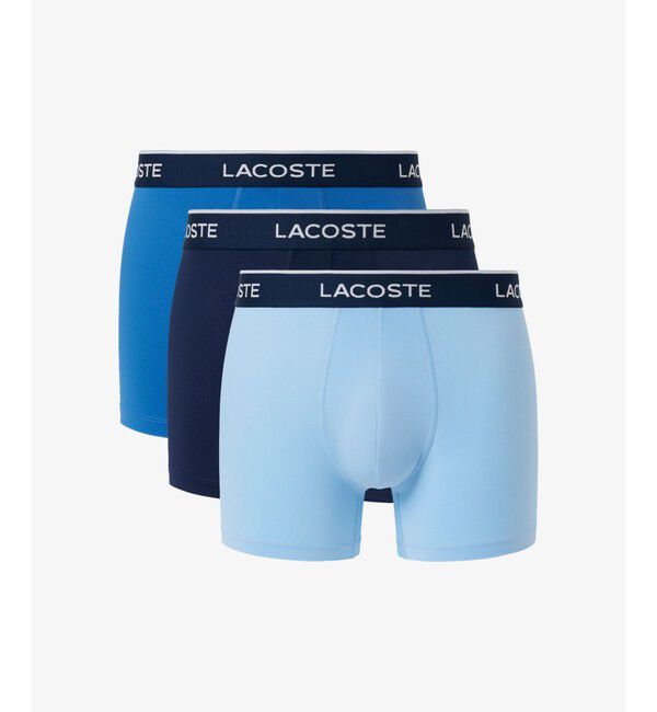 LACOSTE「3P ブランドネームロゴウエストバンドマイクロファイバートランクショーツ」|インナー|ライトブルー