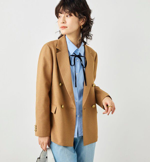 NOLLEY'S「《セットアップ対応》ウォッシャブルハイスペック麻調ダブルジャケット」|テーラードジャケット|キャメル