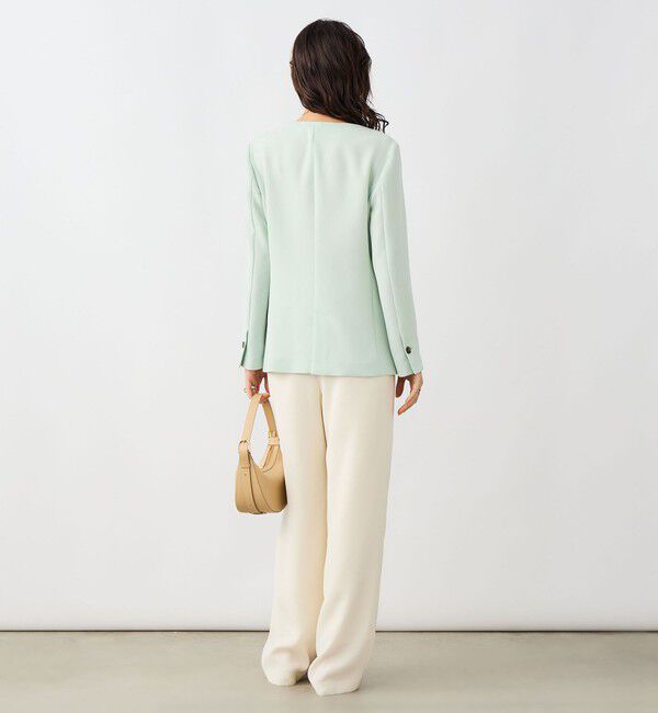 NOLLEY'S sophi「《セットアップ対応》ウォッシャブルバックサテンノーカラージャケット」|ノーカラージャケット|