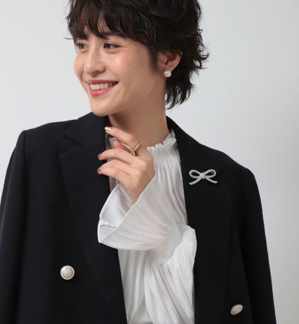 NOLLEY'S「【NOLLEYS goods】リボンパールブローチ」|ブローチ・コサージュ|